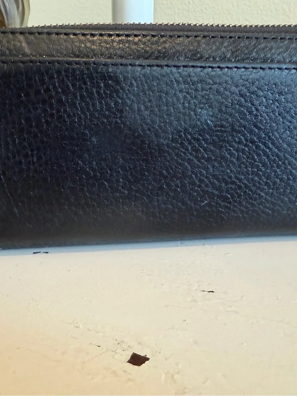 Kate Spade New York Black Leather Zip Around Wristlet Wallet Gold Tassel